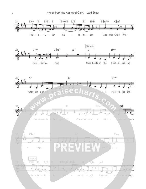 Angels From The Realms Of Glory Lead Sheet (Willamette Music)