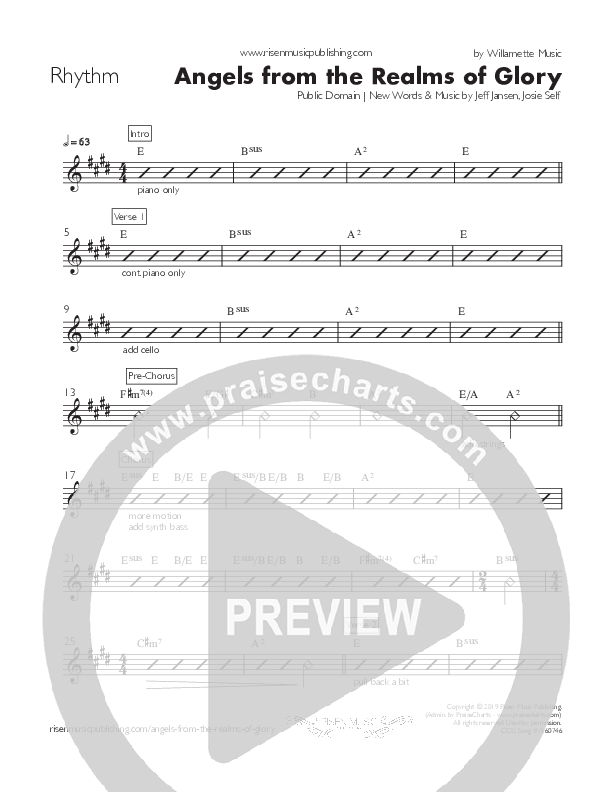 Angels From The Realms Of Glory Rhythm Chart (Willamette Music)