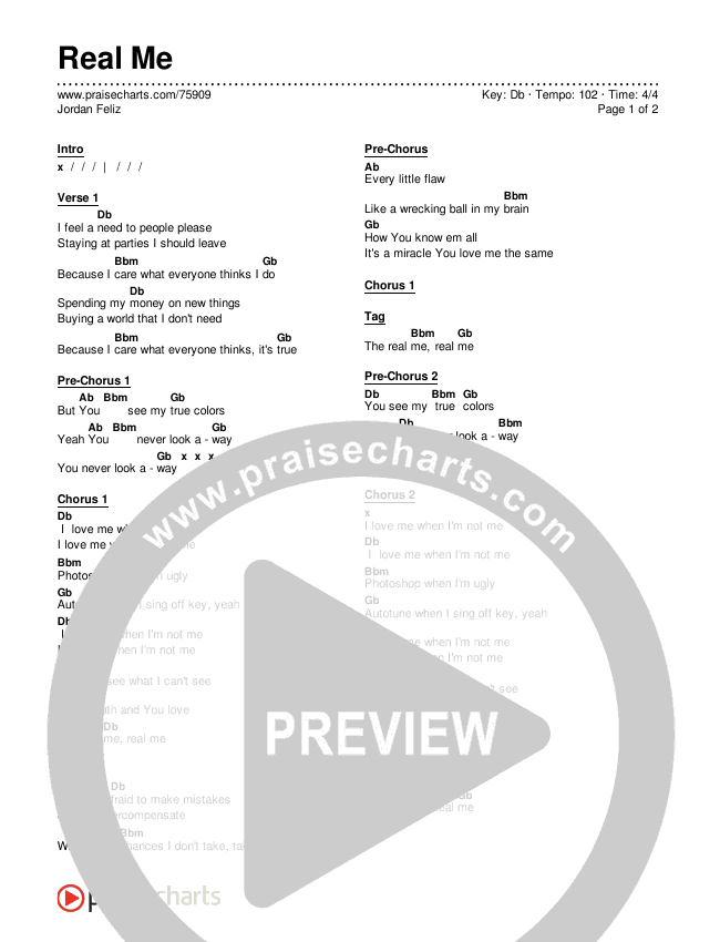 Real Me Chords & Lyrics (Jordan Feliz)