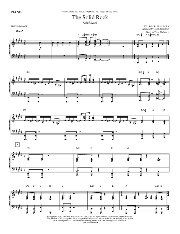 The Solid Rock Piano Sheet (Todd Billingsley)