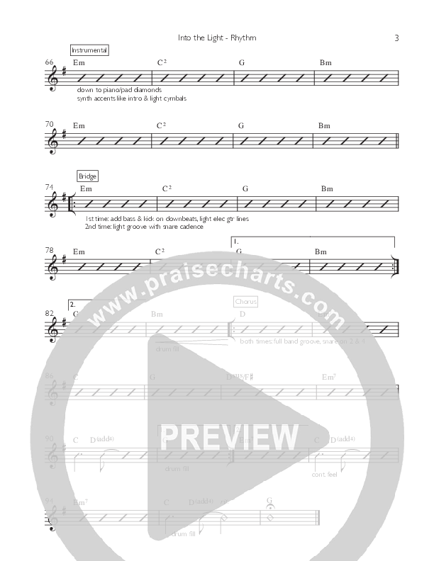 Into the Light Rhythm Chart (Artesian Wells Worship)