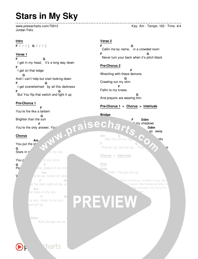 Stars in My Sky Chords & Lyrics (Jordan Feliz)