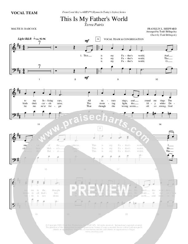 This Is My Father's World Choir Sheet (Todd Billingsley)