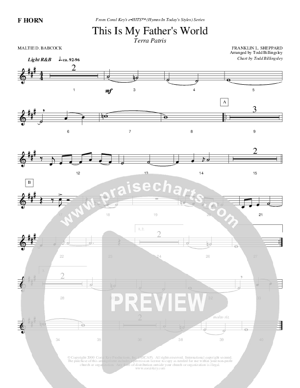 This Is My Father's World French Horn (Todd Billingsley)