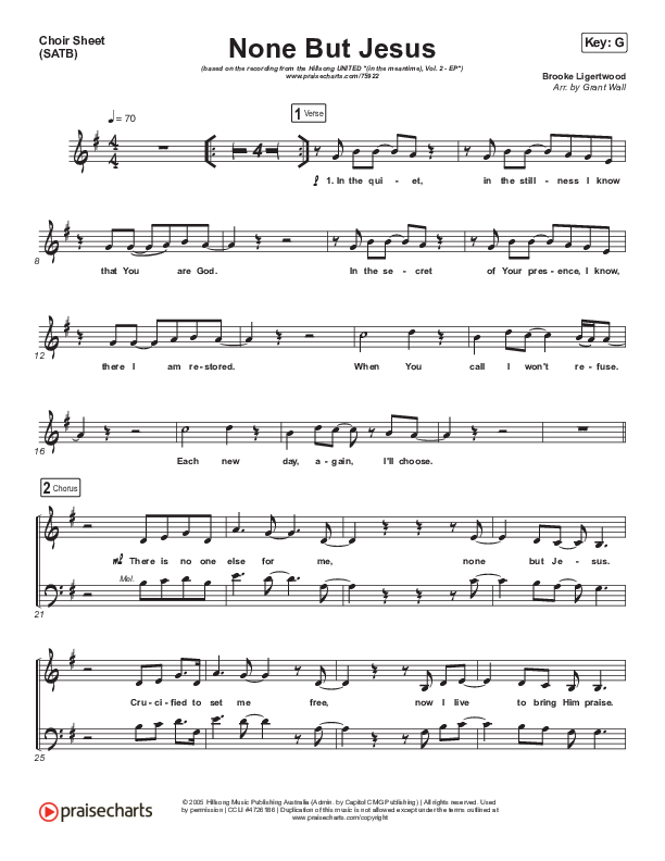 None But Jesus Choir Sheet (SATB) (Hillsong UNITED)