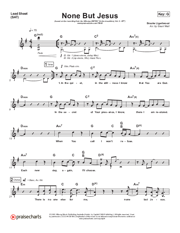 None But Jesus Lead Sheet (SAT) (Hillsong UNITED)