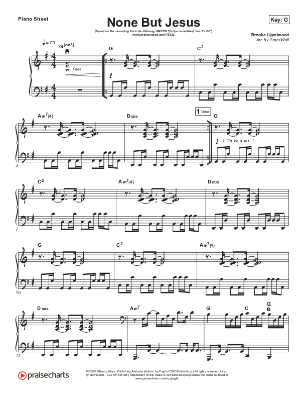 None But Jesus Piano Sheet (Hillsong UNITED)