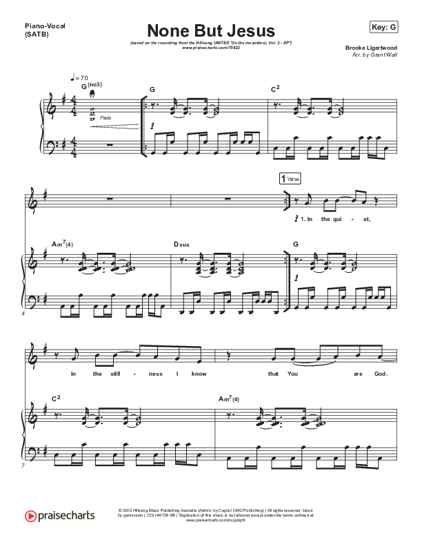 None But Jesus Piano/Vocal Pack (Hillsong UNITED)