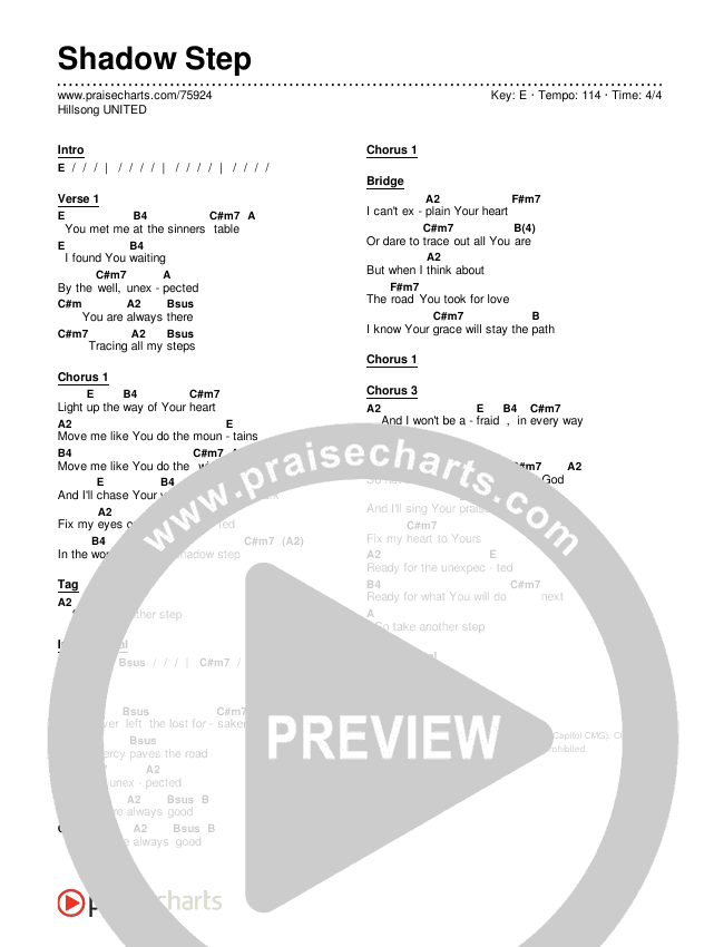 Shadow Step Chords & Lyrics (Hillsong UNITED)