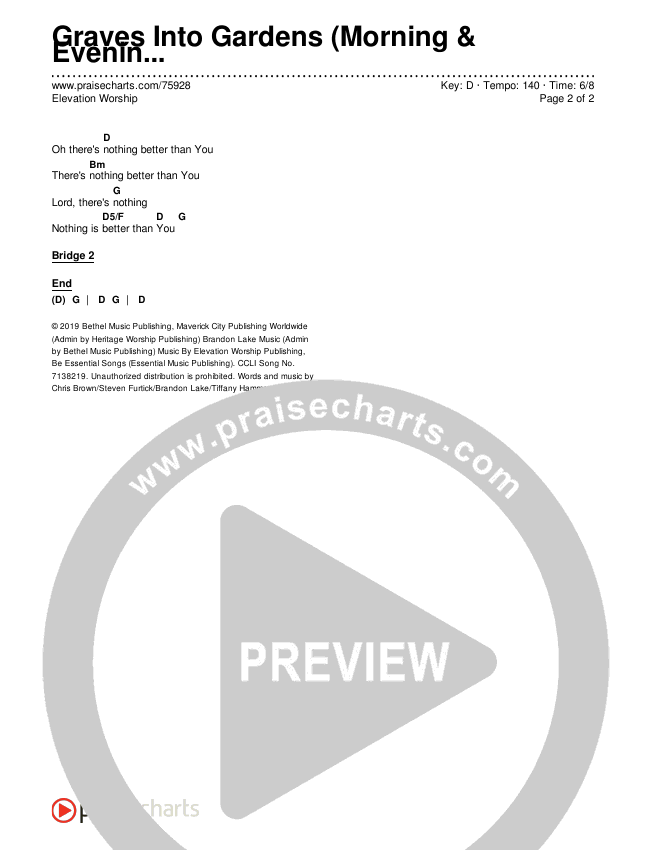 Graves Into Gardens (Morning & Evening) Chords PDF (Elevation Worship