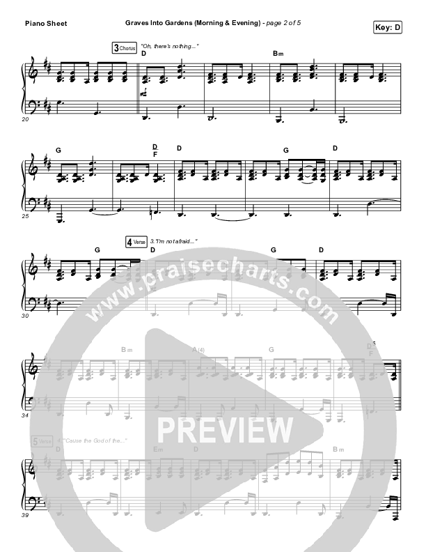 Graves Into Gardens (Morning & Evening) Piano Sheet (Elevation Worship)