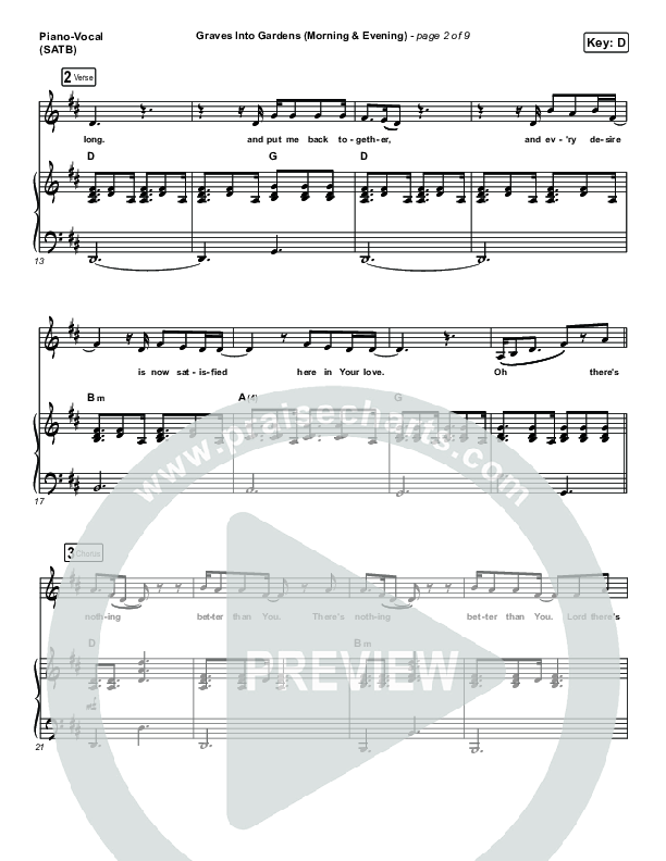 Graves Into Gardens (Morning & Evening) Piano/Vocal Pack (Elevation Worship)