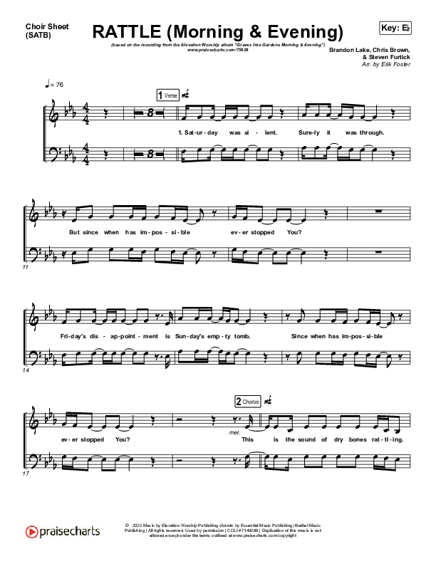RATTLE! (Morning & Evening) Choir Sheet (SATB) (Elevation Worship)