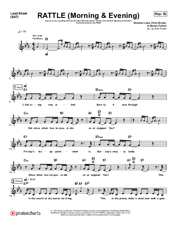 RATTLE! (Morning & Evening) Lead Sheet (SAT) (Elevation Worship)
