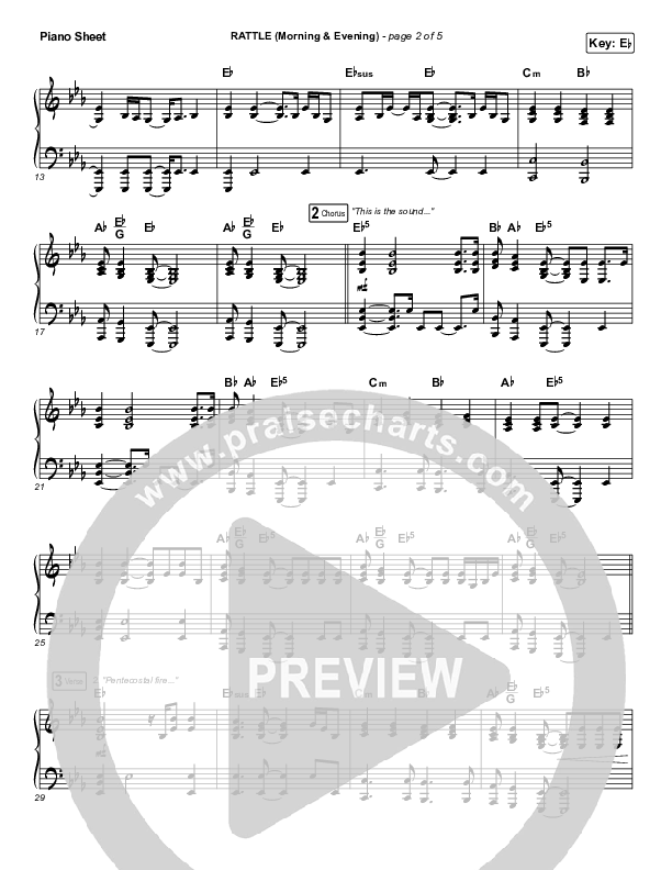 RATTLE! (Morning & Evening) Piano Sheet (Elevation Worship)
