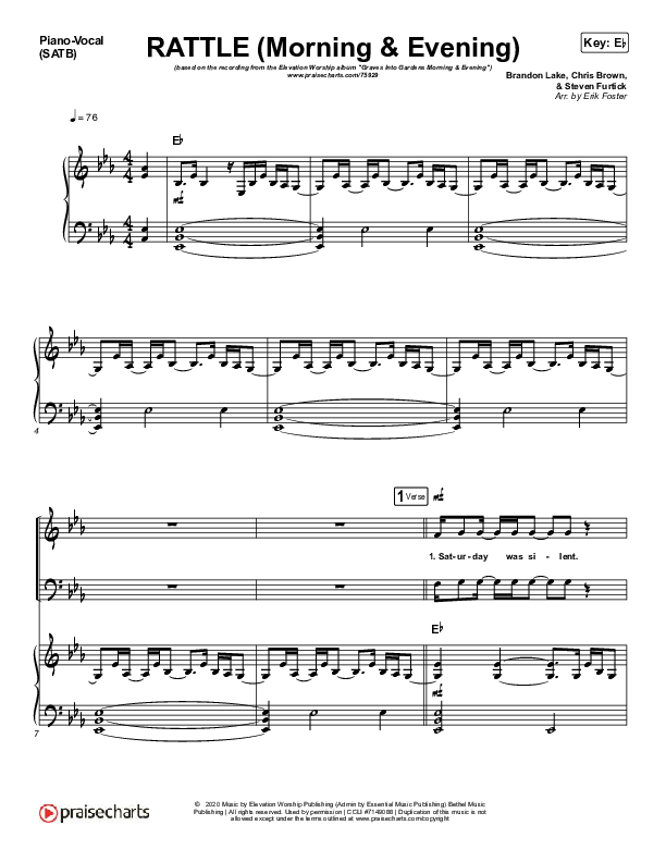 RATTLE! (Morning & Evening) Piano/Vocal (SATB) (Elevation Worship)