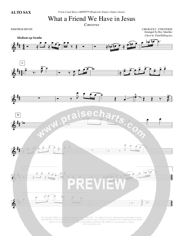 What A Friend We Have In Jesus Alto Sax (Todd Billingsley)