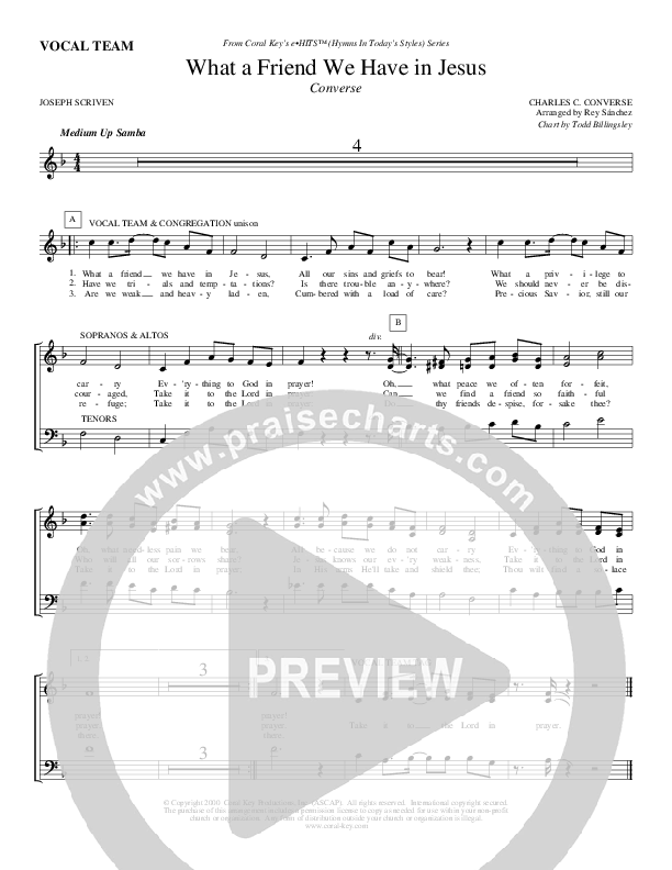 What A Friend We Have In Jesus Choir Sheet (Todd Billingsley)