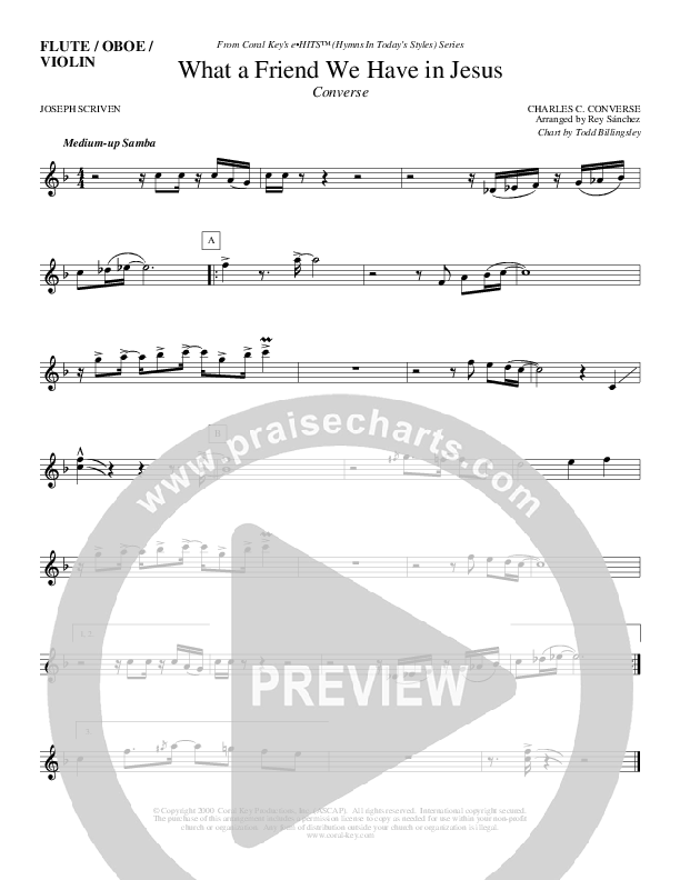 What A Friend We Have In Jesus Flute/Oboe (Todd Billingsley)