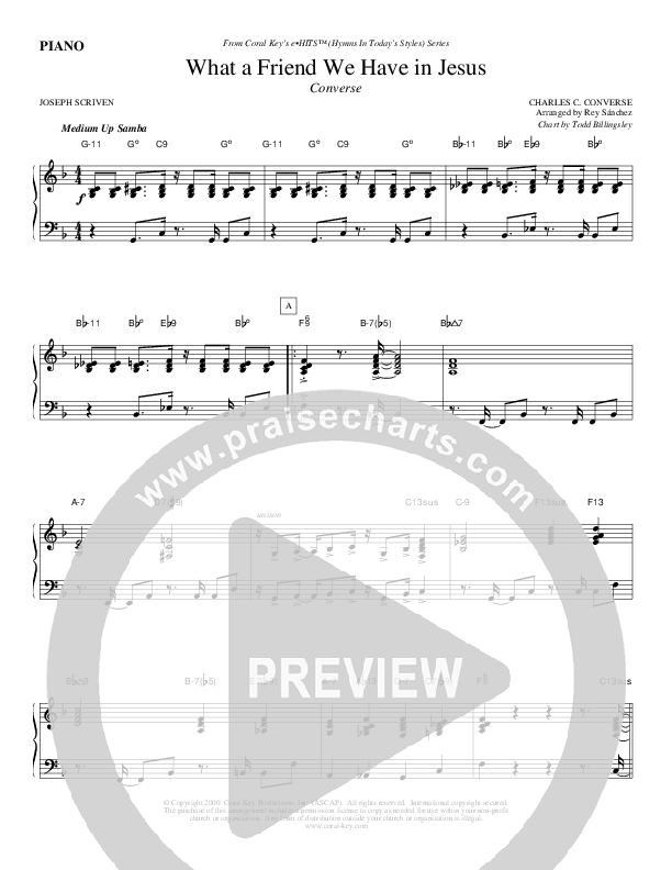 What A Friend We Have In Jesus Piano Sheet (Todd Billingsley)