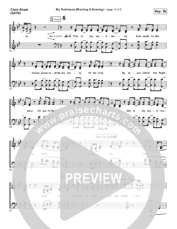 My Testimony (Morning & Evening) Choir Sheet (SATB) (Elevation Worship)