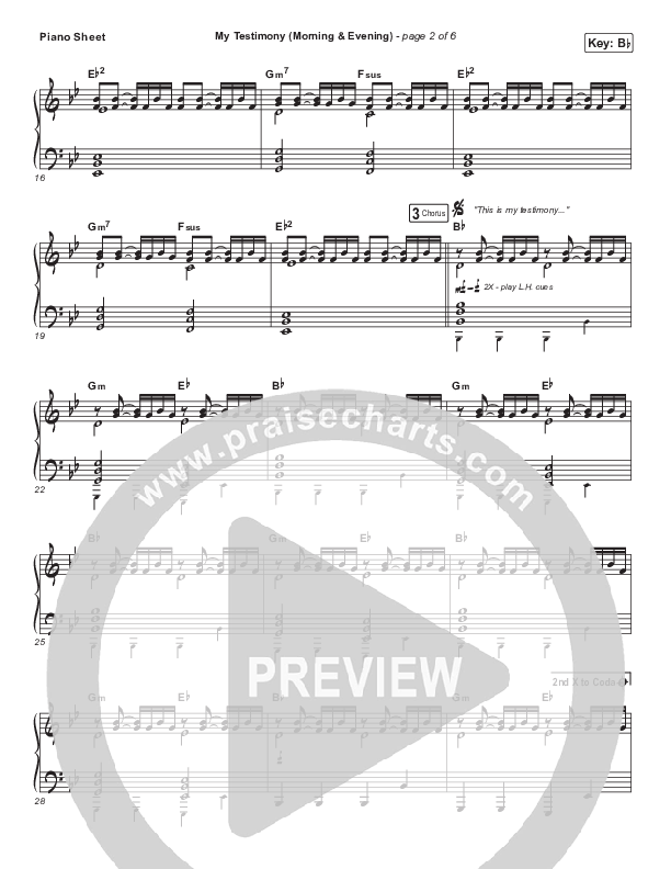 My Testimony (Morning & Evening) Piano Sheet (Elevation Worship)