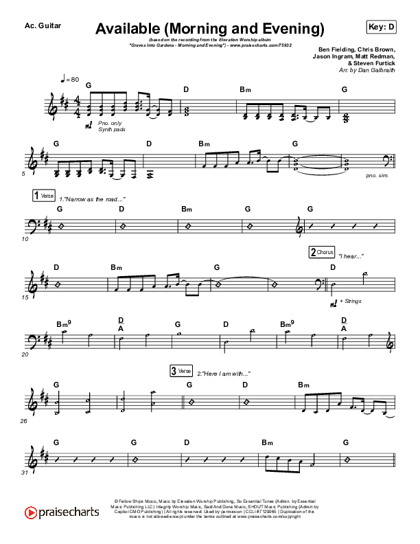 Available (Morning & Evening) Acoustic Guitar (Elevation Worship)