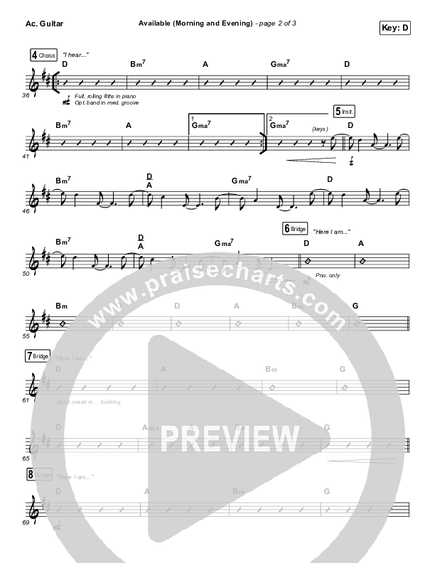 Available (Morning & Evening) Acoustic Guitar (Elevation Worship)