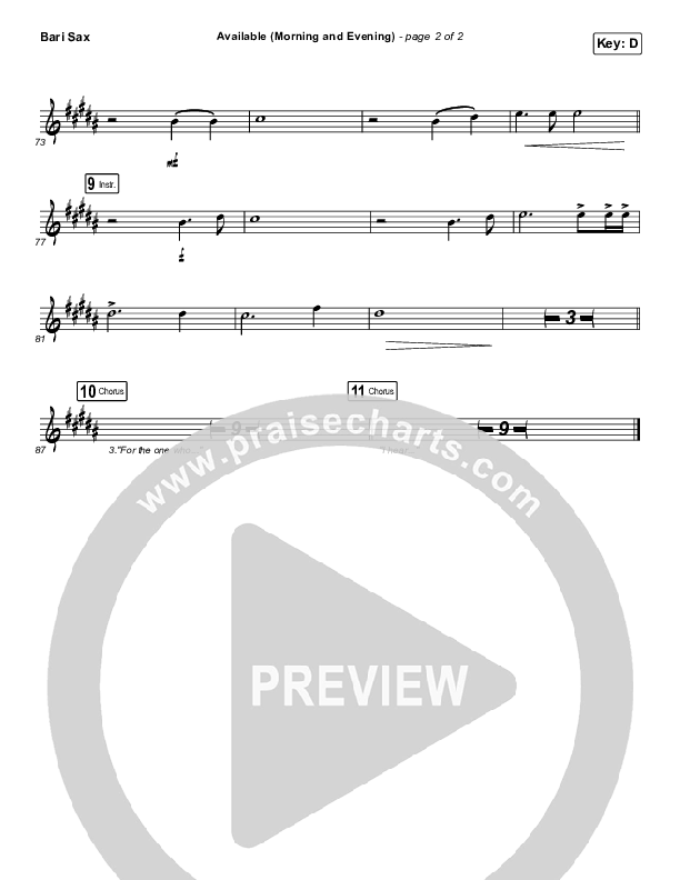 Available (Morning & Evening) Bari Sax (Elevation Worship)