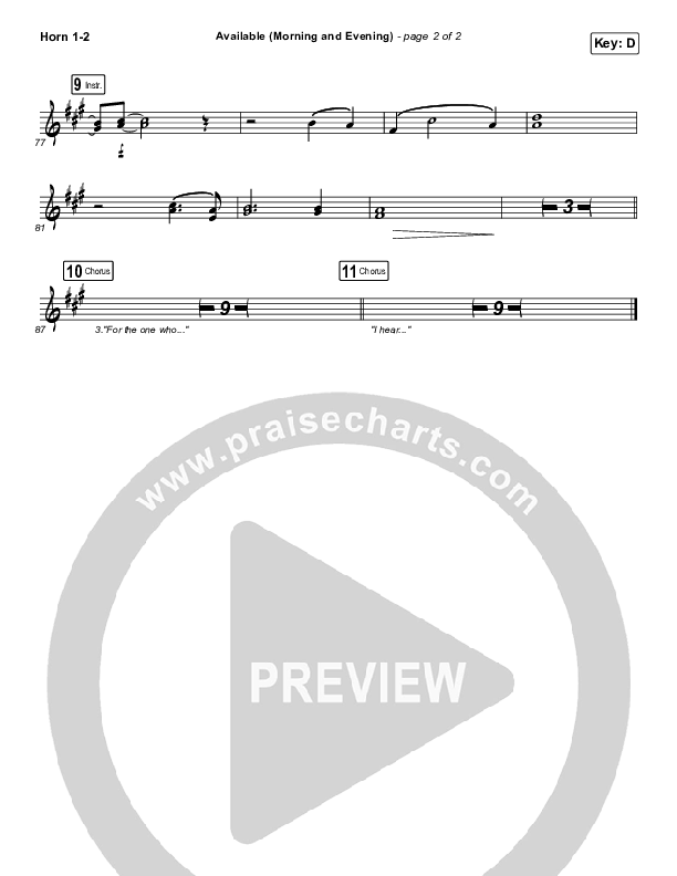 Available (Morning & Evening) French Horn 1/2 (Elevation Worship)