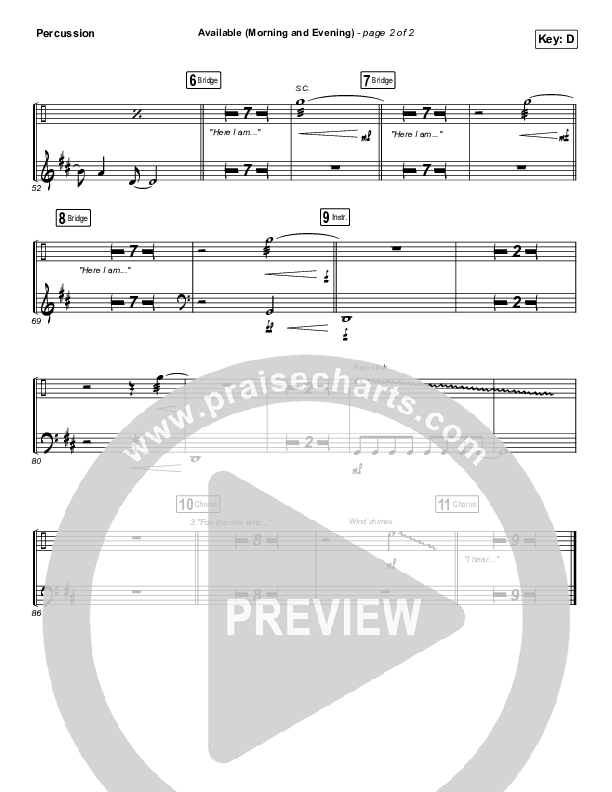 Available (Morning & Evening) Percussion (Elevation Worship)