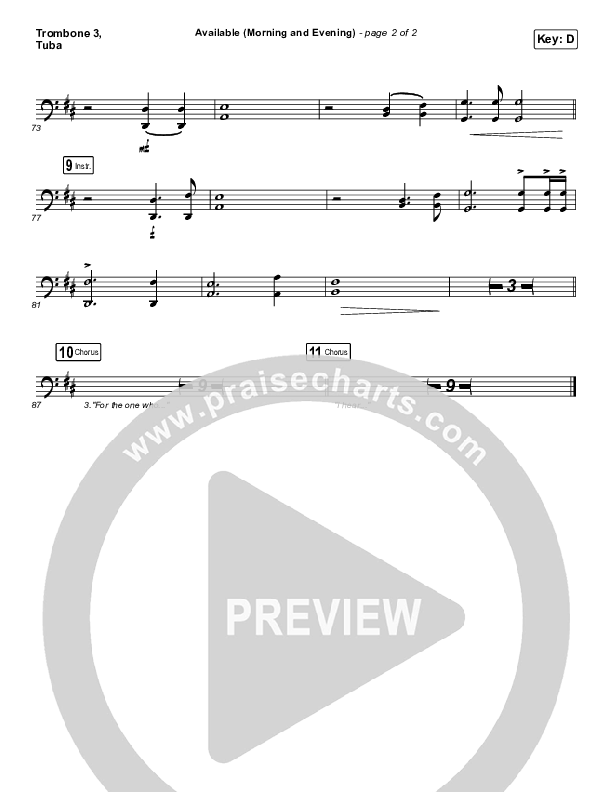 Available (Morning & Evening) Trombone 3/Tuba (Elevation Worship)