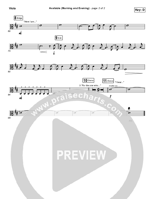 Available (Morning & Evening) Viola (Elevation Worship)