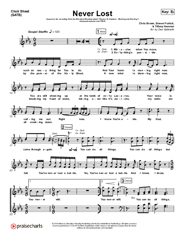 Never Lost (Morning & Evening) Choir Sheet (SATB) (Elevation Worship)