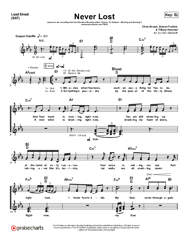 Never Lost (Morning & Evening) Lead Sheet (SAT) (Elevation Worship)