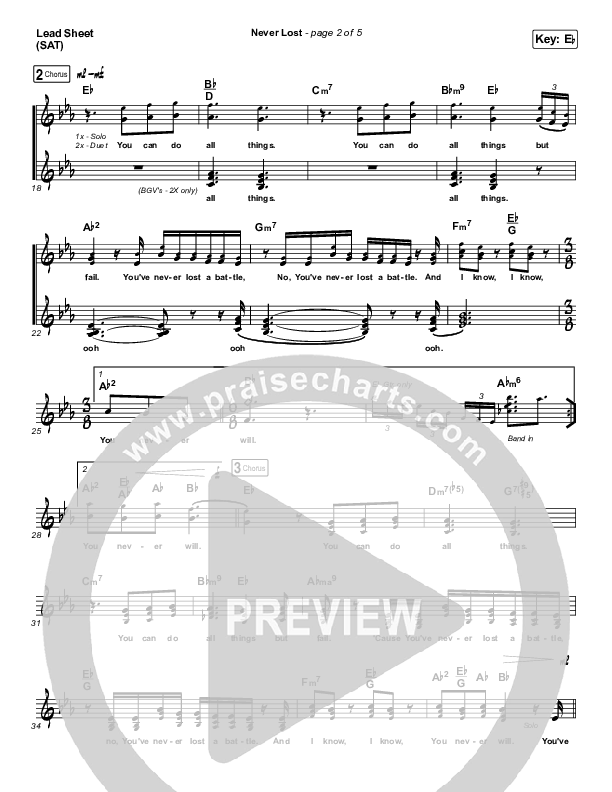 Never Lost (Morning & Evening) Lead Sheet (SAT) (Elevation Worship)