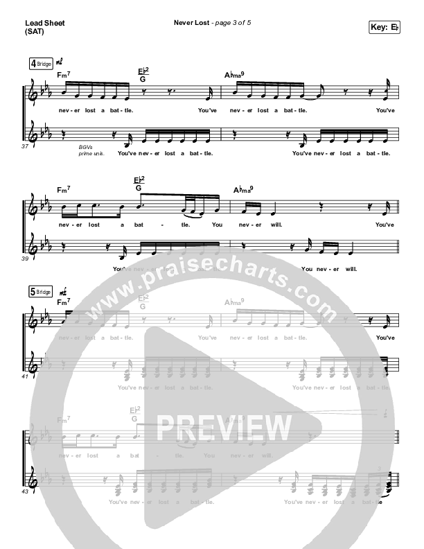 Never Lost (Morning & Evening) Lead Sheet (SAT) (Elevation Worship)