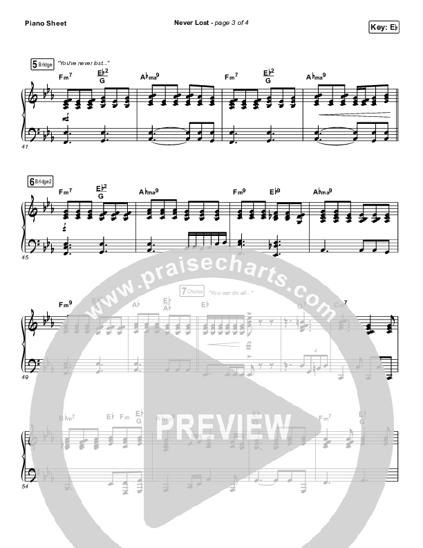 Never Lost (Morning & Evening) Piano Sheet (Elevation Worship)