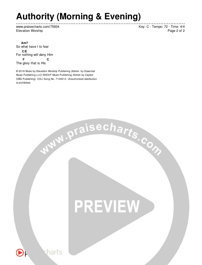 Authority (Morning & Evening) Chords & Lyrics (Elevation Worship)