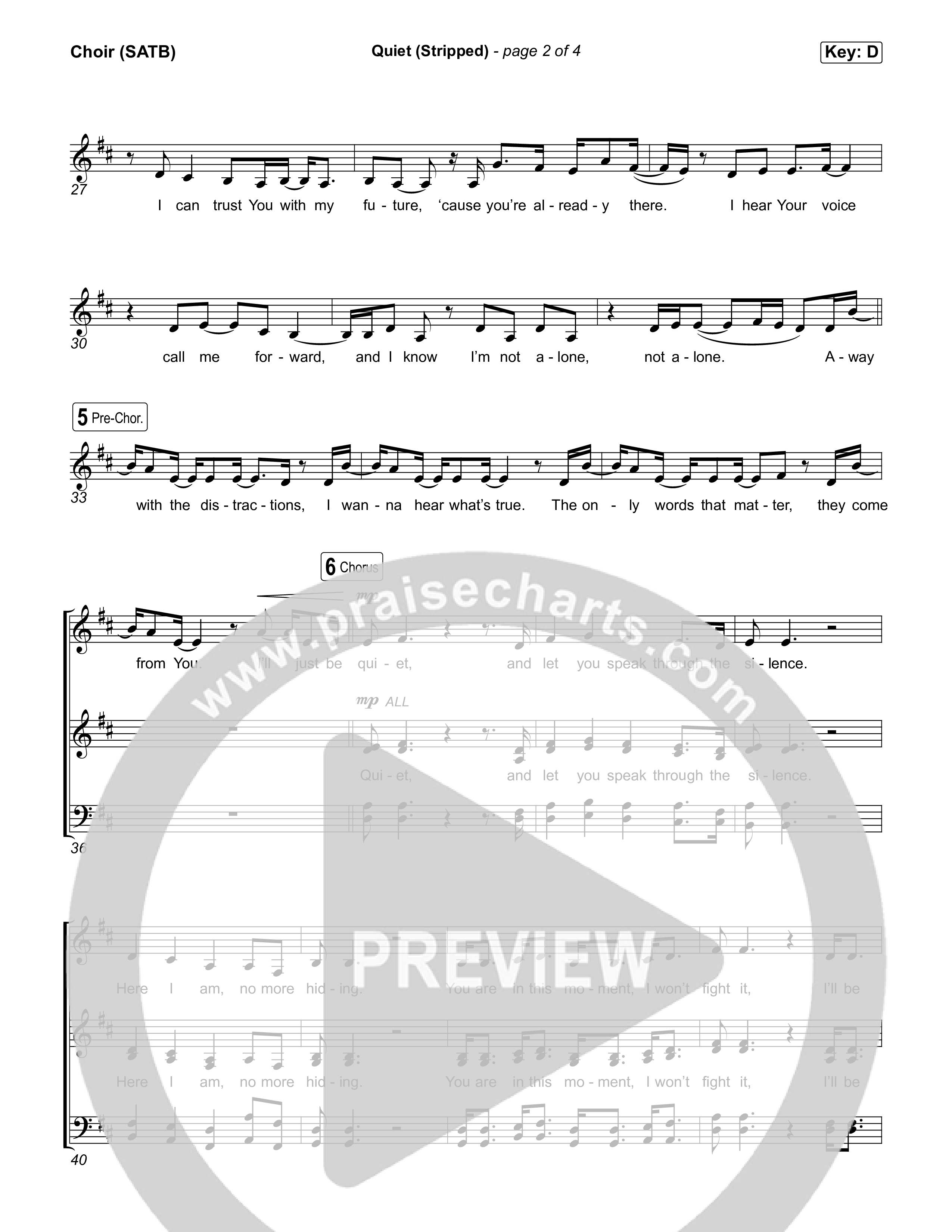 Quiet (Stripped) Choir Sheet (SATB) (Elevation Worship / ELEVATION RHYTHM)