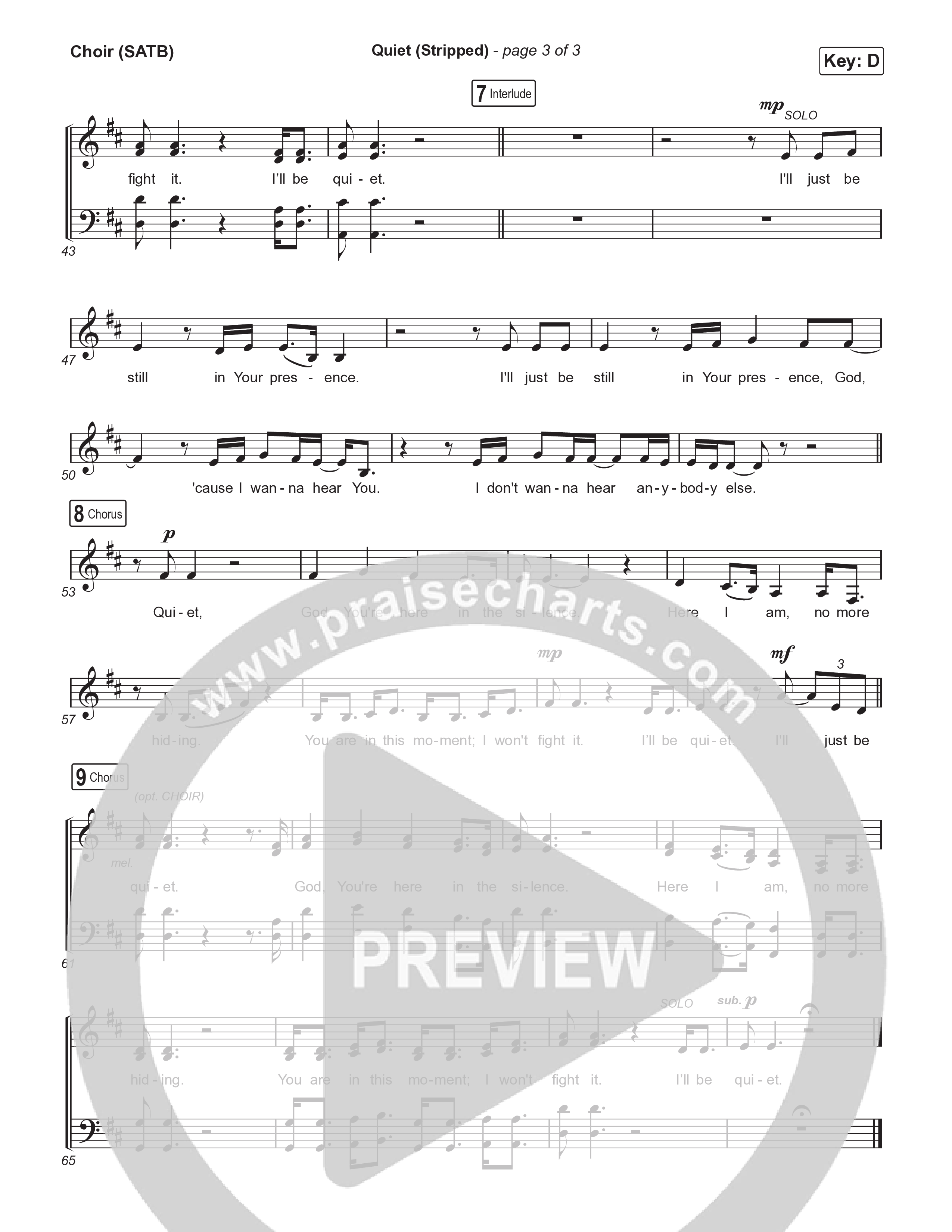 Quiet (Stripped) Choir Sheet (SATB) (Elevation Worship / ELEVATION RHYTHM)