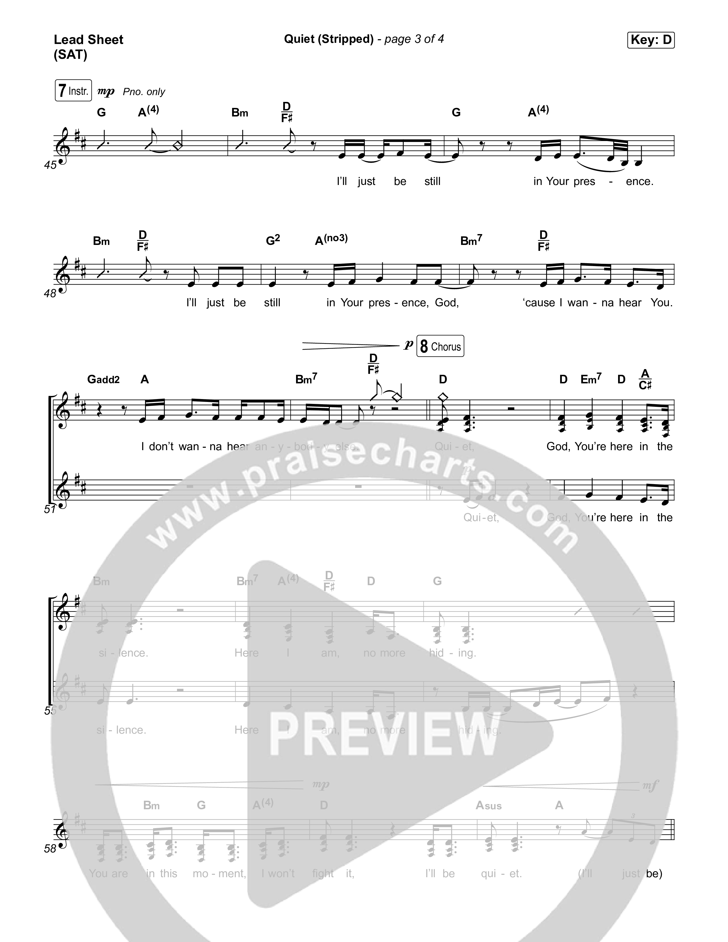 Quiet (Stripped) Lead Sheet (SAT) (Elevation Worship / ELEVATION RHYTHM)