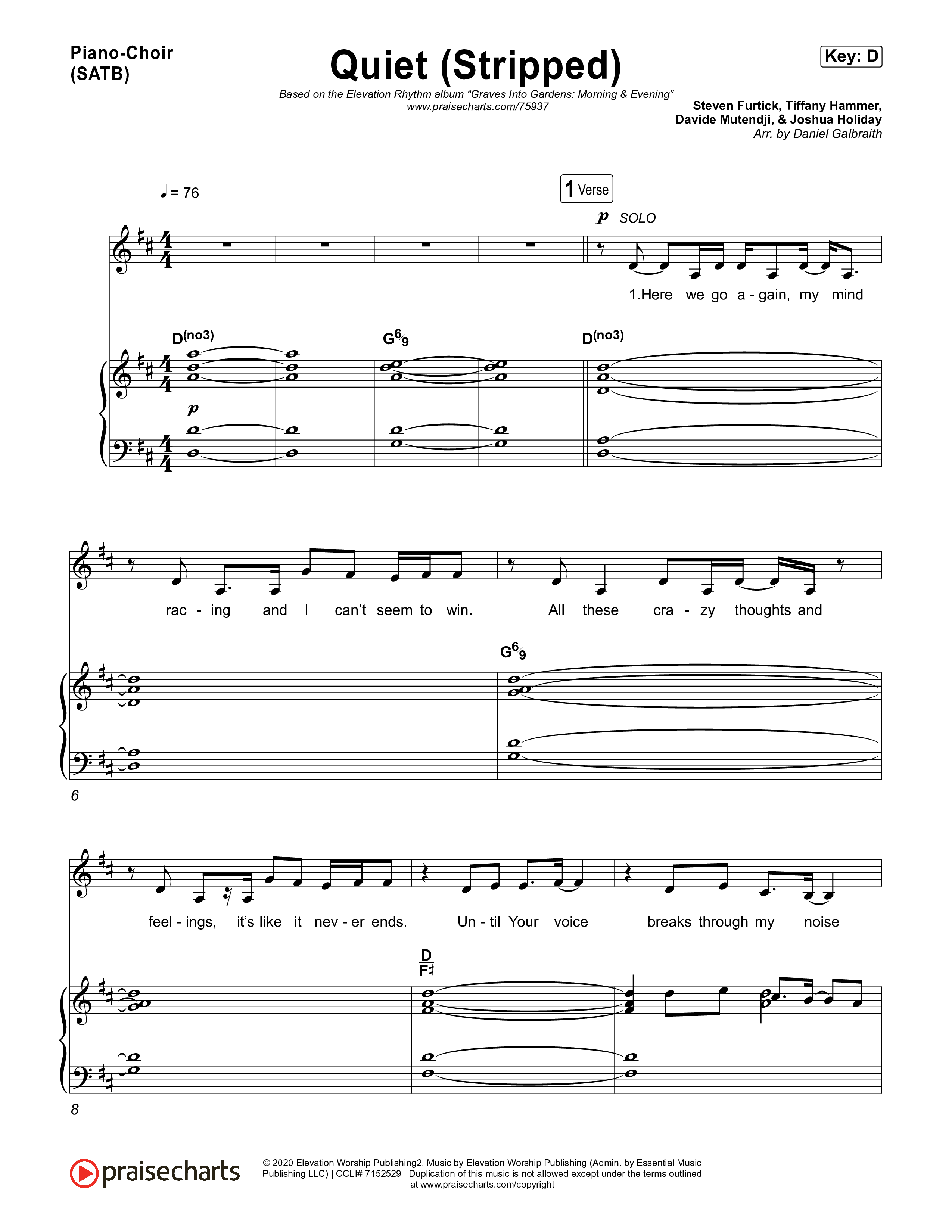 Quiet (Stripped) Piano/Vocal Pack (Elevation Worship / ELEVATION RHYTHM)