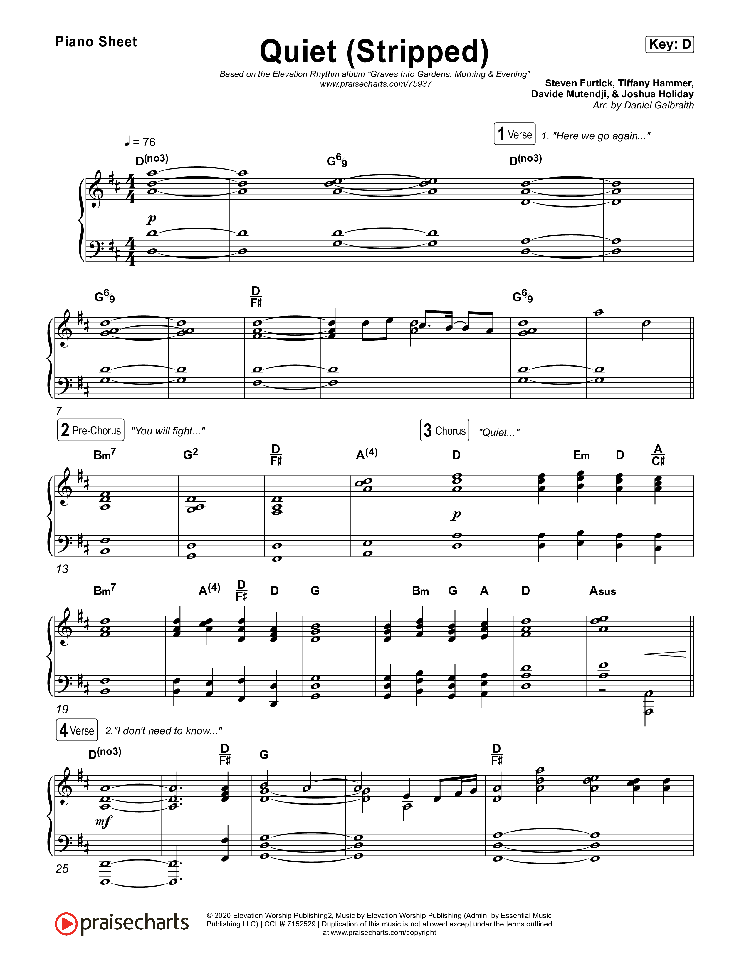 Quiet (Stripped) Piano Sheet (Elevation Worship / ELEVATION RHYTHM)