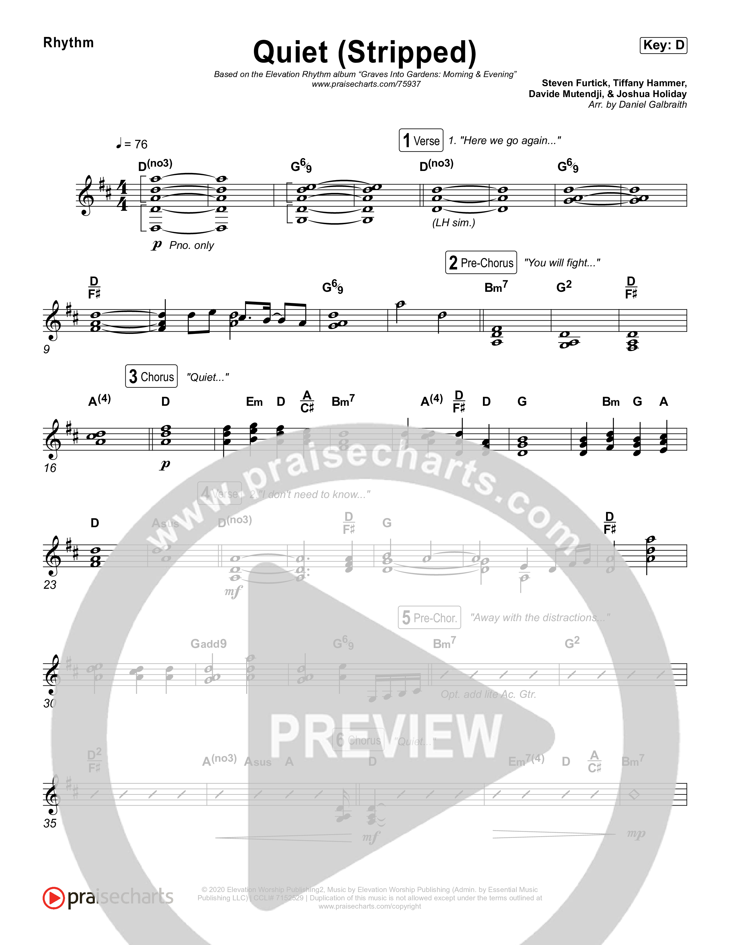 Quiet (Stripped) Rhythm Chart (Elevation Worship / ELEVATION RHYTHM)