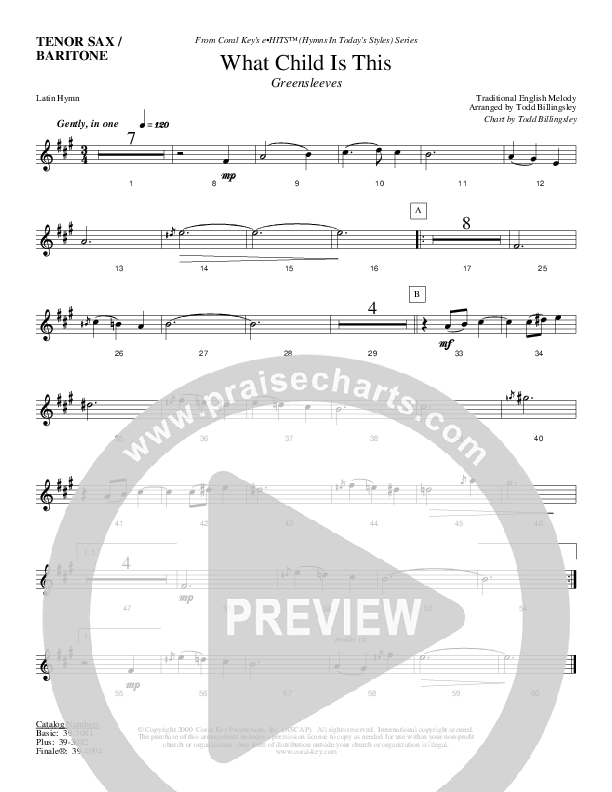 What Child Is This Tenor Sax/Baritone T.C. (Todd Billingsley)