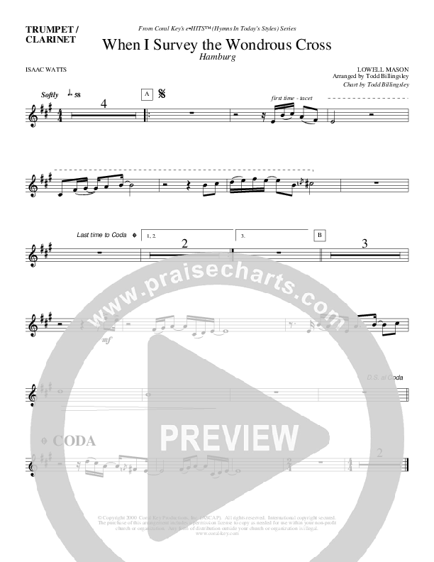 When I Survey The Wondrous Cross Clarinet (Todd Billingsley)
