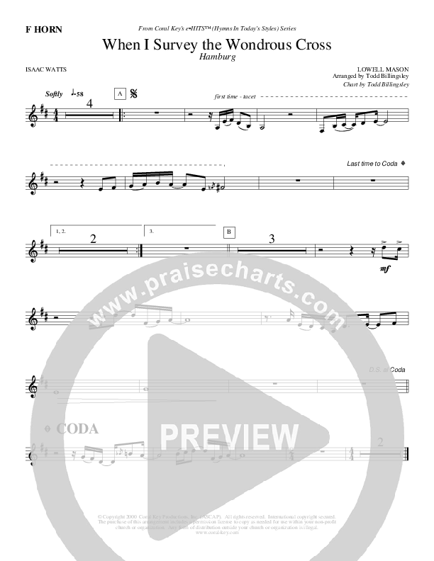 When I Survey The Wondrous Cross French Horn (Todd Billingsley)