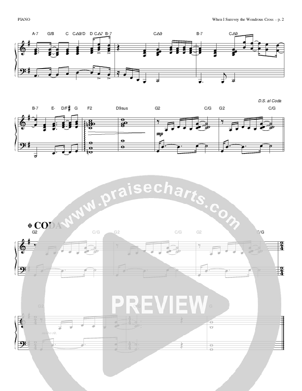 When I Survey The Wondrous Cross Piano Sheet (Todd Billingsley)