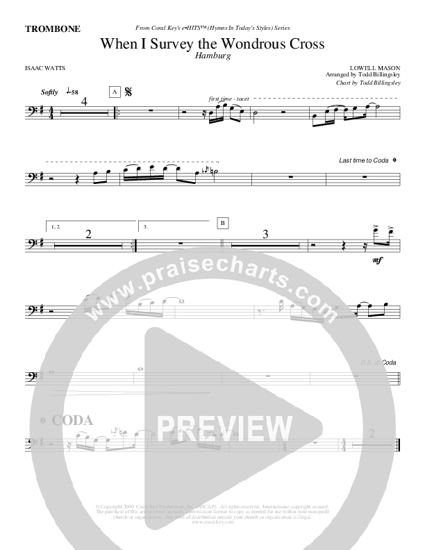 When I Survey The Wondrous Cross Trombone (Todd Billingsley)